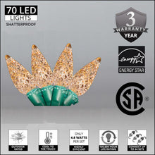 Load image into Gallery viewer, Warm white 70 LED lights shatterproof faceted christmas lights