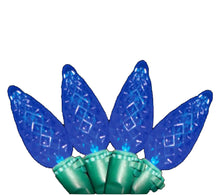 Load image into Gallery viewer, Blue LED faceted C6 christmas light bulbs