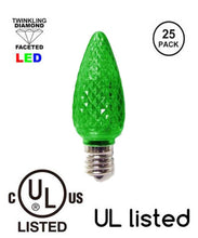 Load image into Gallery viewer, UL listed green faceted LED pack of 25