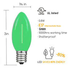 Load image into Gallery viewer, green filament christmas bulb dimensions and energy percentage