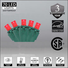 Load image into Gallery viewer, red 70 LED lights shatterproof christmas lights 
