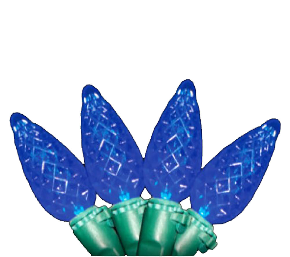 Blue LED faceted C6 christmas light bulbs
