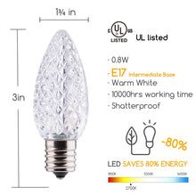Load image into Gallery viewer, Pure White C9 LED 2900 kelvin  Replacement Bulbs Faceted LED Christmas Light Bulb Fits E17 Socket
