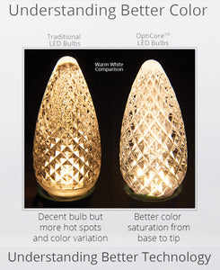 traditional and opticore bulb color comparison