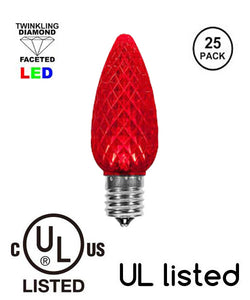 UL listed red faceted LED pack of 25