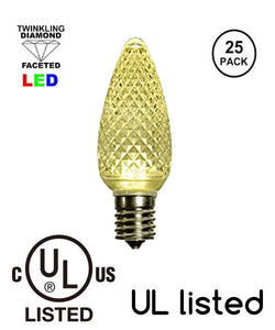 Pure White C9 LED 2900 kelvin  Replacement Bulbs Faceted LED Christmas Light Bulb Fits E17 Socket