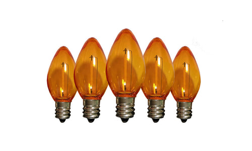 orange C9 LED filament christmas bulbs