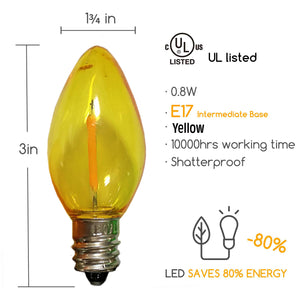 yellow filament christmas bulb dimensions and energy percentage