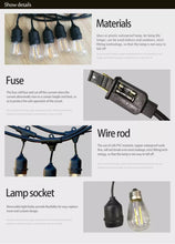 Load image into Gallery viewer, Outdoor Weatherproof UL 15 Lights E26 led Garden Patio String Light
