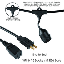 Load image into Gallery viewer, Outdoor Weatherproof UL 15 Lights E26 led Garden Patio String Light
